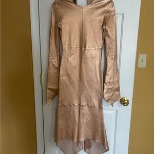 Sies Marjan Metallic Copper Long Sleeve Dress